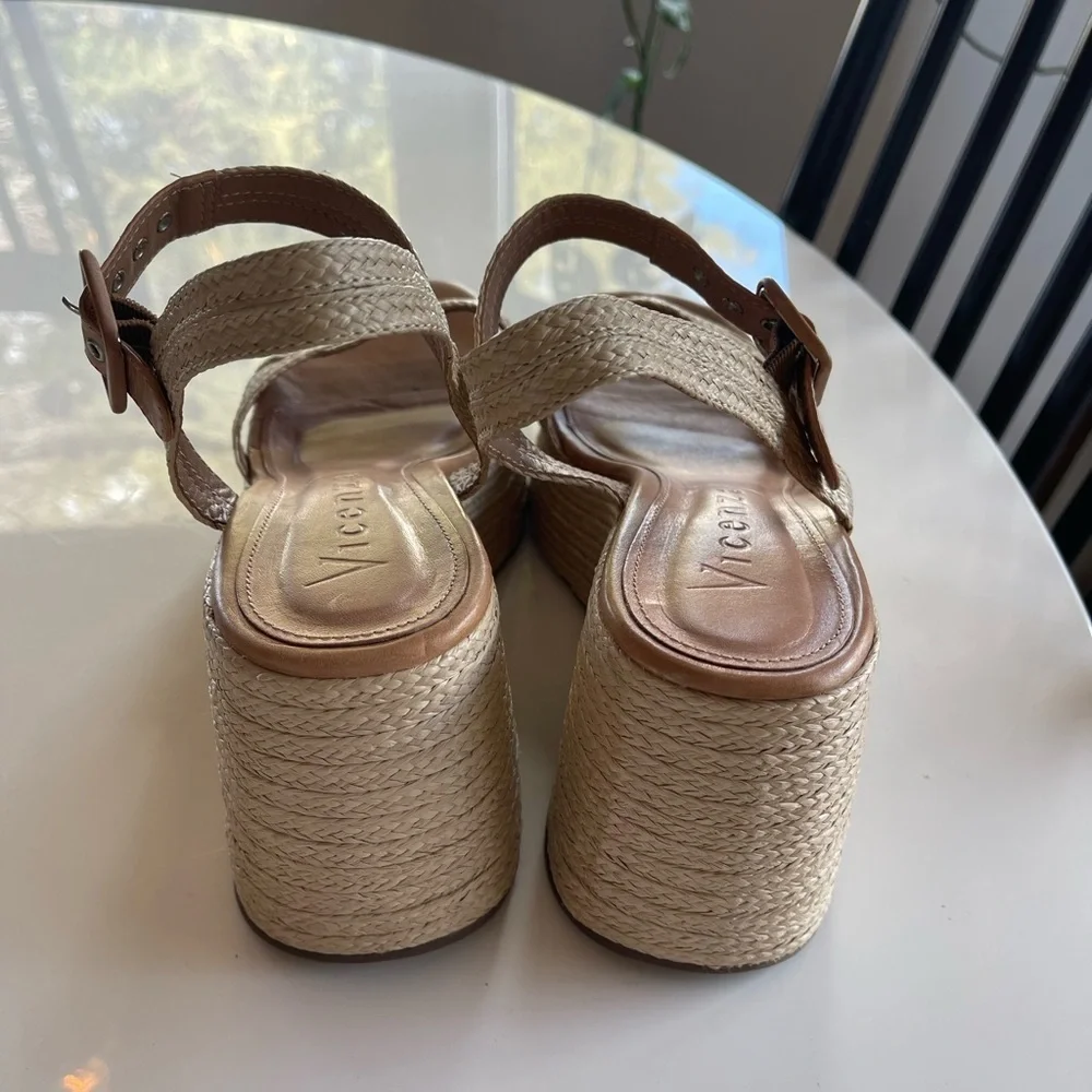 Anthropologie Vicenza Raffia Platform Wedge Sandal - 8